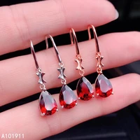 kjjeaxcmy fine jewelry 925 sterling silver inlaid natural garnet luxurious womens earrings classic support detection popular