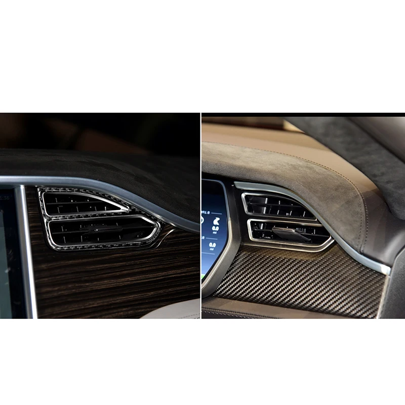 

4x Carbon Fiber Center Console Air Vent Outlet Trim Car Accessories For Tesla Model X 2014-2018