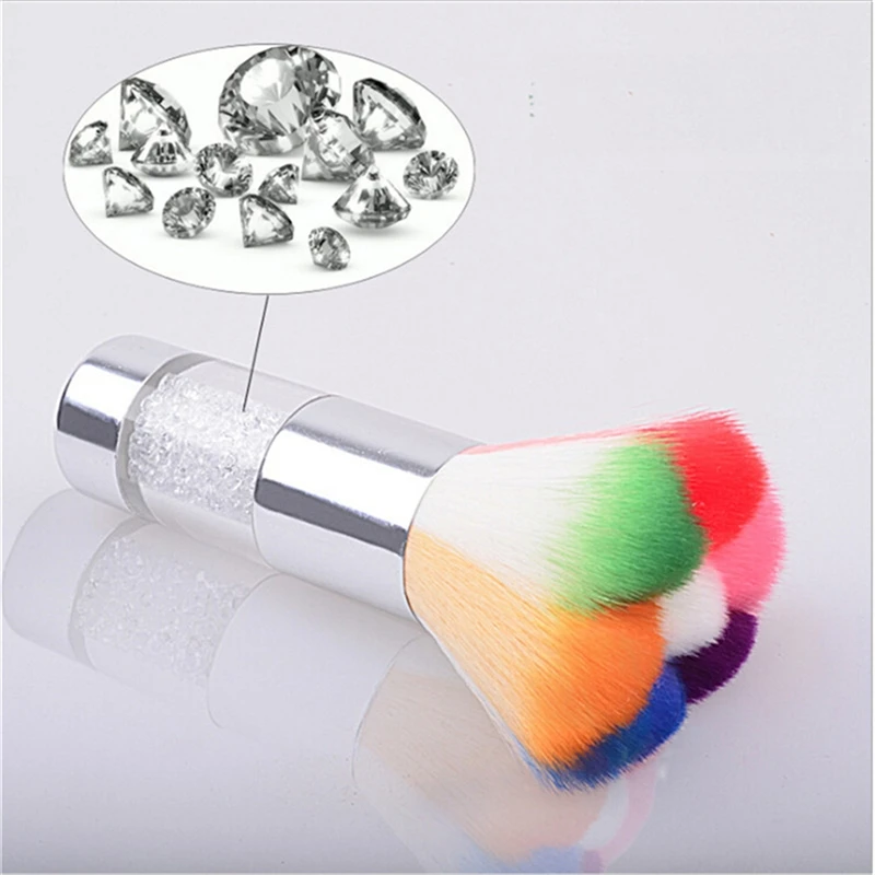 Металлические стразы ручка кисти для макияжа кисть румян радужные волосы ногтей
