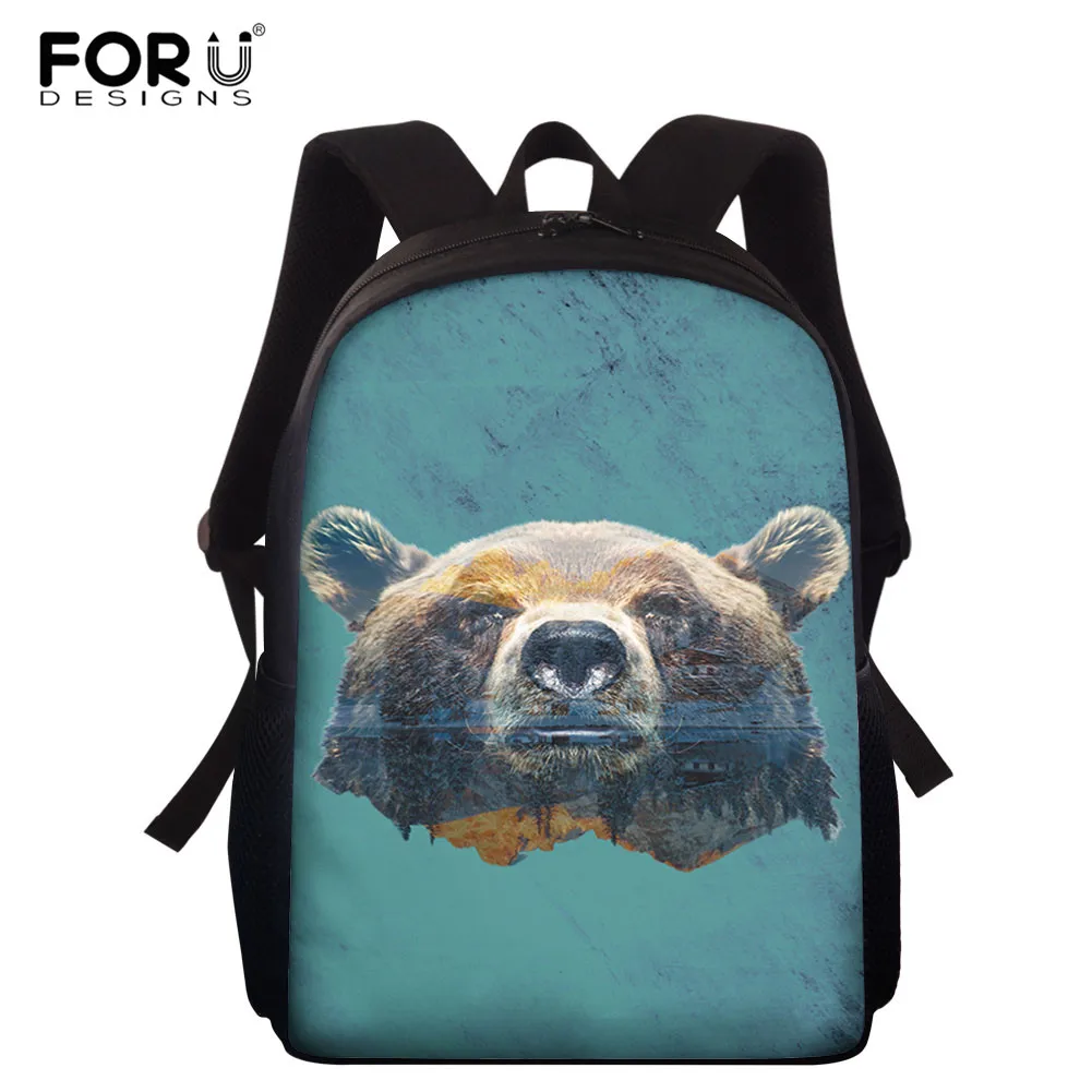 

FORUDESIGNS, большая сумка с коричневым медведем для учеников начальной школы, повседневные сумки для кампуса, дорожный рюкзак с мягкой спинкой, ...