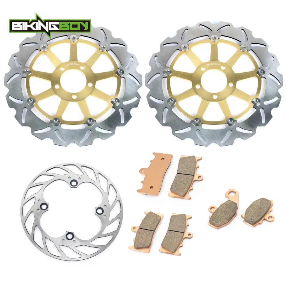 

BIKINGBOY Front Rear Brake Disks Discs Rotors + Pads For Kawasaki Ninja ZX9R 1998 1999 ZX6R 98 99 00 01 ZX-6R 636 2002 Set
