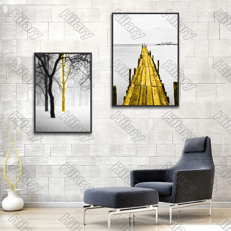 

Golden Bridge Black Trees Stone In The Sky Posters Canvas Painting and Prints Wall Pictures Decoration for Living Room 3Pcs