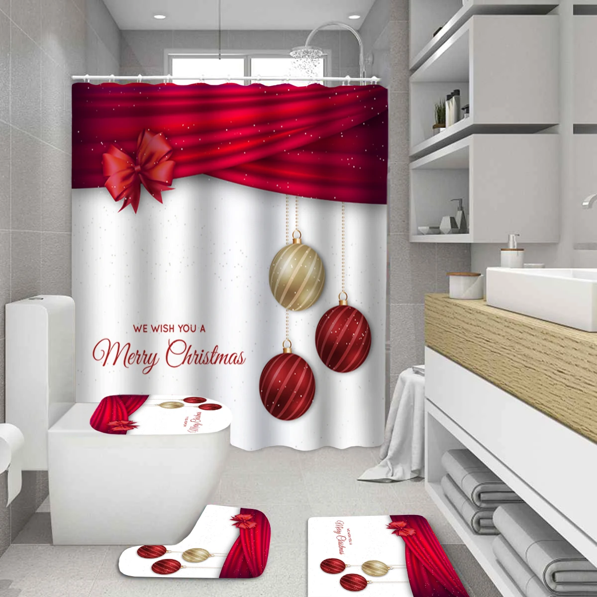 Рождественская занавеска для душа 2020 ванной в виде Санта Клауса снеговика s