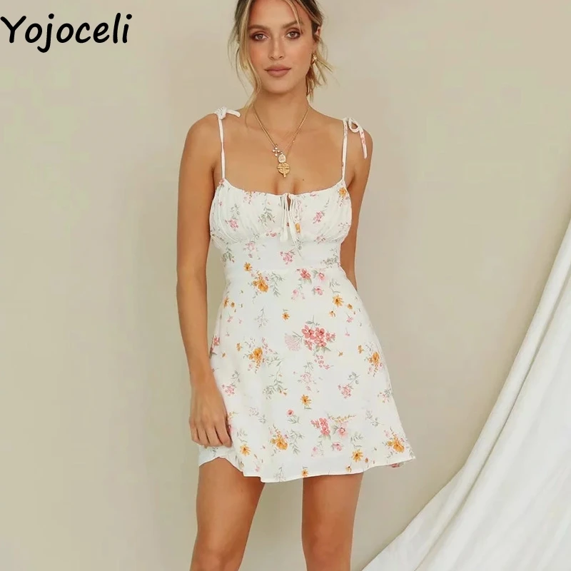 Yojoceli элегантное шифоновое Короткое женское платье с принтом сексуальное