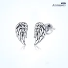 Винтажные серьги-гвоздики с крыльями ангела посеребренные оригинальные серьги-гвоздики Рождественская бижутерия из прозрачного циркония праздвечерние чный подарок для женщин