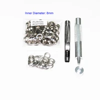 4mm 20mm 100 set silver eyelet and eyelet punch die tool set metal button for leathercraft clothing shoes belt bag grommet