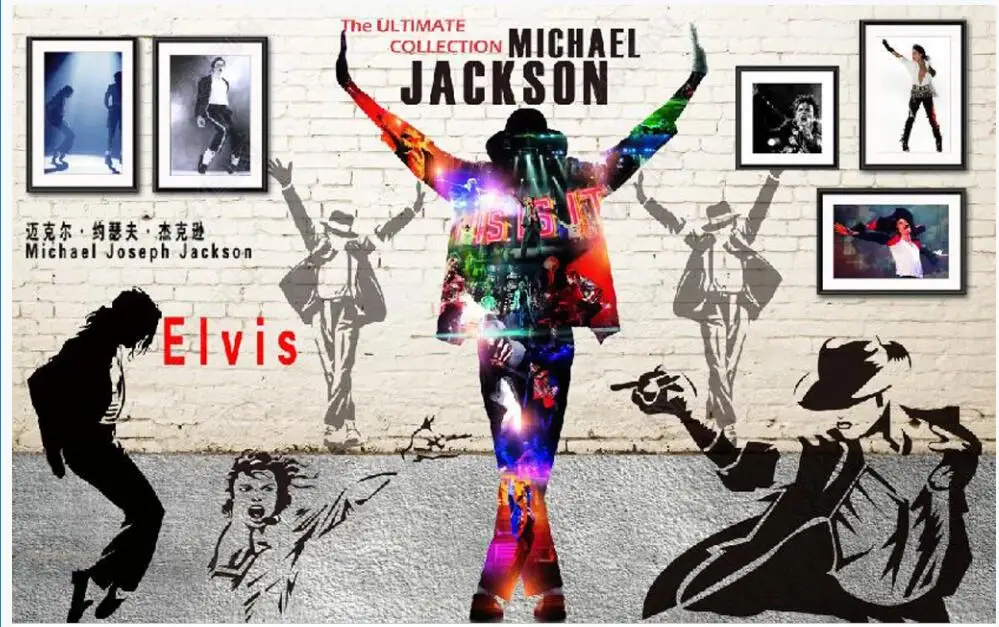 

3d photo wallpaper custom mural Nostalgic Michael Jackson Bar Brick Wall home decor 3d wall murals wallpaper in the living room