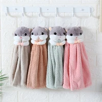 50pcs baby soft plush bath towel baby nursery hand towel cartoon squirrel hanging bathing towel for children bathroom kitchen