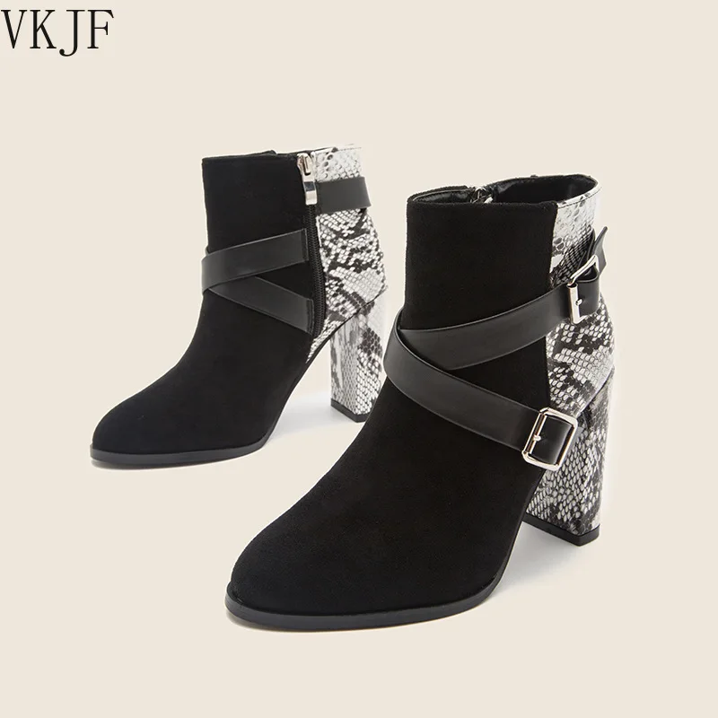 

Women's Boots Suede Heels Designer Shoes Woman Black Ankle Comfortable Short Boot 2021 High Leather Heeled Booties Winter Zip Up