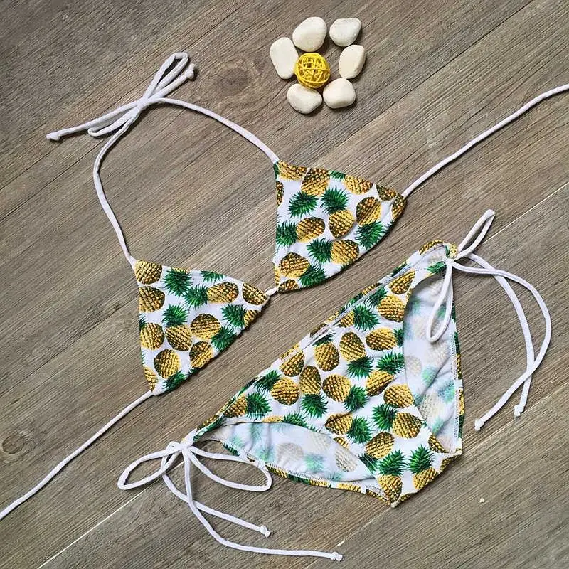 

2020 Summer Brand Pineapple Print Girls Swimwear Baby Kids Swimwear Bandage Biquini Infantil Swimsuits Bikini Girl For 5-12years