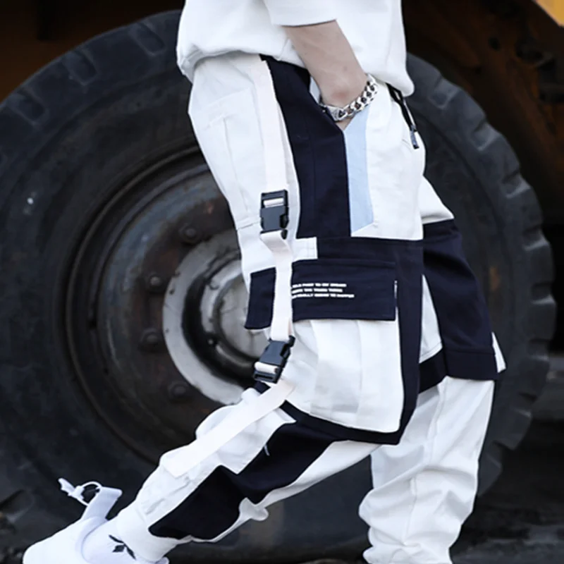 

Spring Leggings Men's Fashion Brand Pants Hip Hop Loose Splicing Contrast Casual Pants Mens Cargo Pants Streetwear
