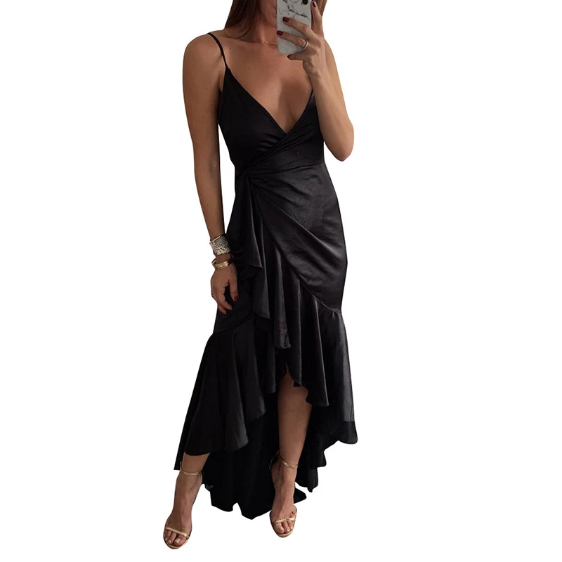 

Spaghetti Strap Black Backless Long Evening Dress Women Elegant Formal Party Dress Lady Sexy Fashion Maxi Prom Summer Dresses