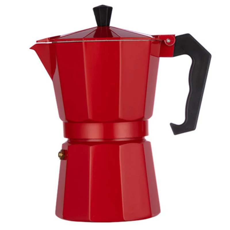 

3/6/9Cup Mocha Latte Coffee Maker Moka Cafeteira Expresso Percolator Pot Aluminum Practical Moka Coffee Pot Moka Pot Red