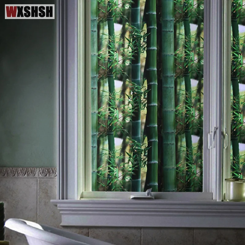 Зеленая бамбуковая стеклянная наклейка статическая липкая термоизоляция защита