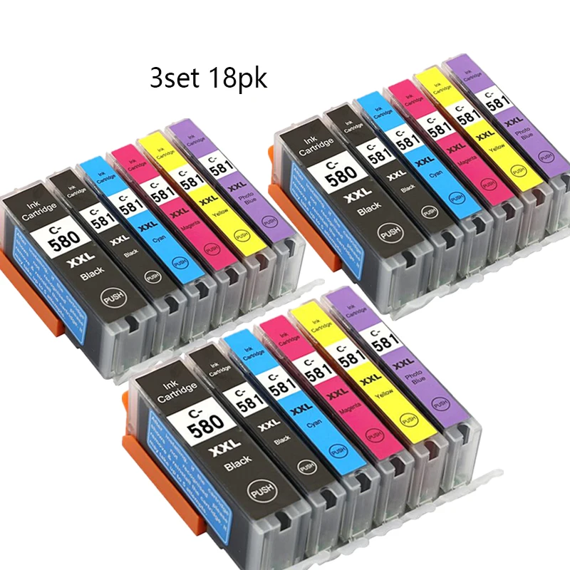 18PK совместимые pgi580 cli581 чернила для Canon PGI 580 PGBK CLI 581 BK/C/M/Y/PBK XL PIXMA TS8150 TS8151 TS8152 TS9150