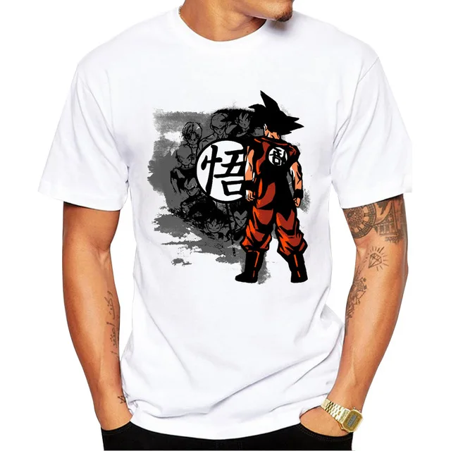 2018 Мужская футболка с коротким рукавом Son Goku новая модная принтом Super Saiyan топы