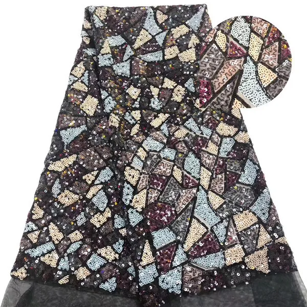 

Nigerian Lace Fabrics 5 yard Sequins lace fabric net lace fabric 2019 Sequins lace fabric for women party dress