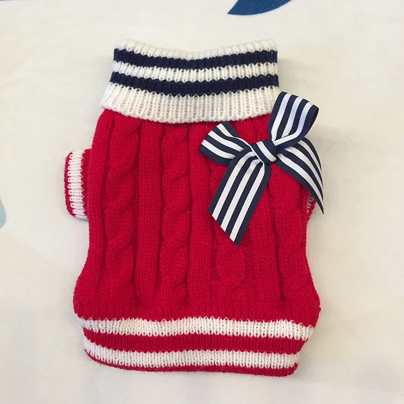 

Small Dog Cat Knited Sweater Jumper with Bow Design Puppy Hoodie Winter Warm Clothes Apparel