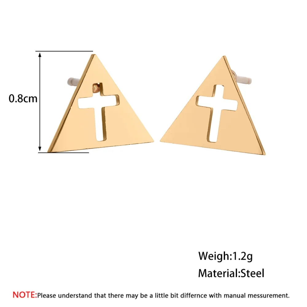 QIMING Нержавеющая сталь крест Треугольники серьги-гвоздики золотые серьги-кольца