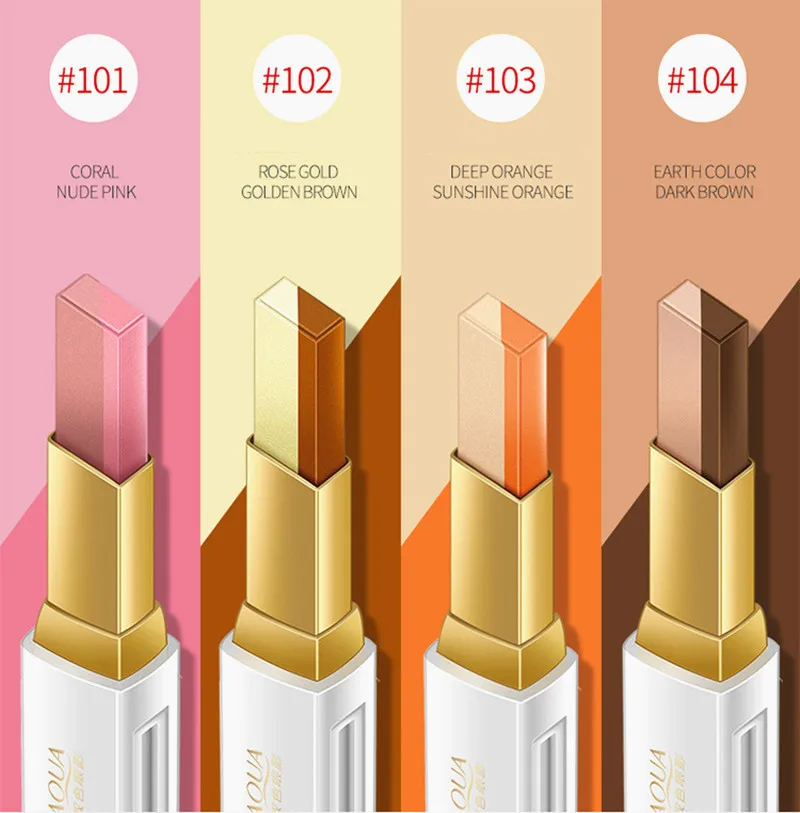 Двойной Цвет тени для век бар макияж стерео градиент мерцающие ручка Sombra глаз с