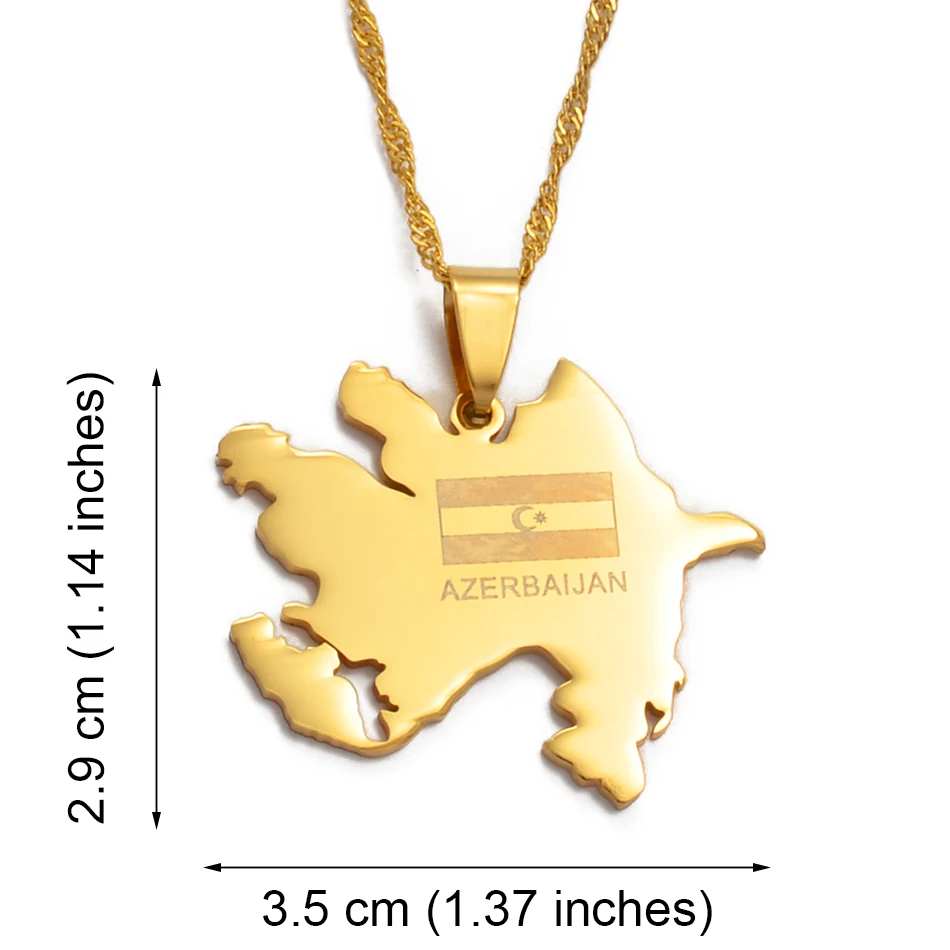 Anniyo цвета золота карта и кулон в форме флага ожерелья Azerbaycan of Maps ювелирные