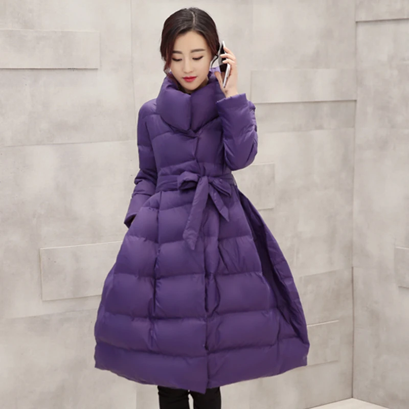 

2019 New Fashion Women Winter Sweet Down Cotton thick Warm Large size elegant Long Fluffy Skirt Jacket Female cc771