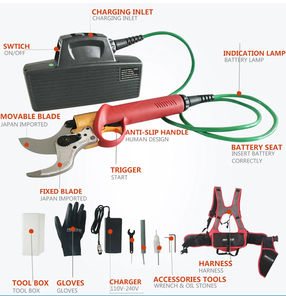 Мощный 40 мм режущий Электрический секатор Япония balde версия для экспорта ножниц |