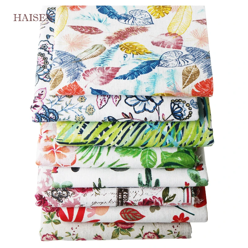 Тканевая ткань из хлопка и льна с цветочным принтом для сделай сам квилтинга