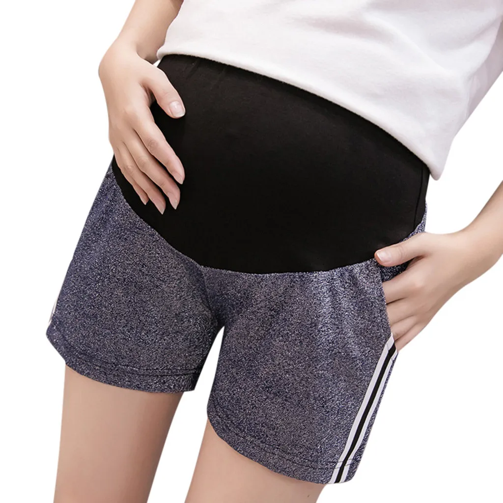 

Maternity Pregnant Women's Soft Shorts Summer Thin Wide-leg Pants Casual Loose Belly Cothes For Pregnancy Blue Black Trousers #