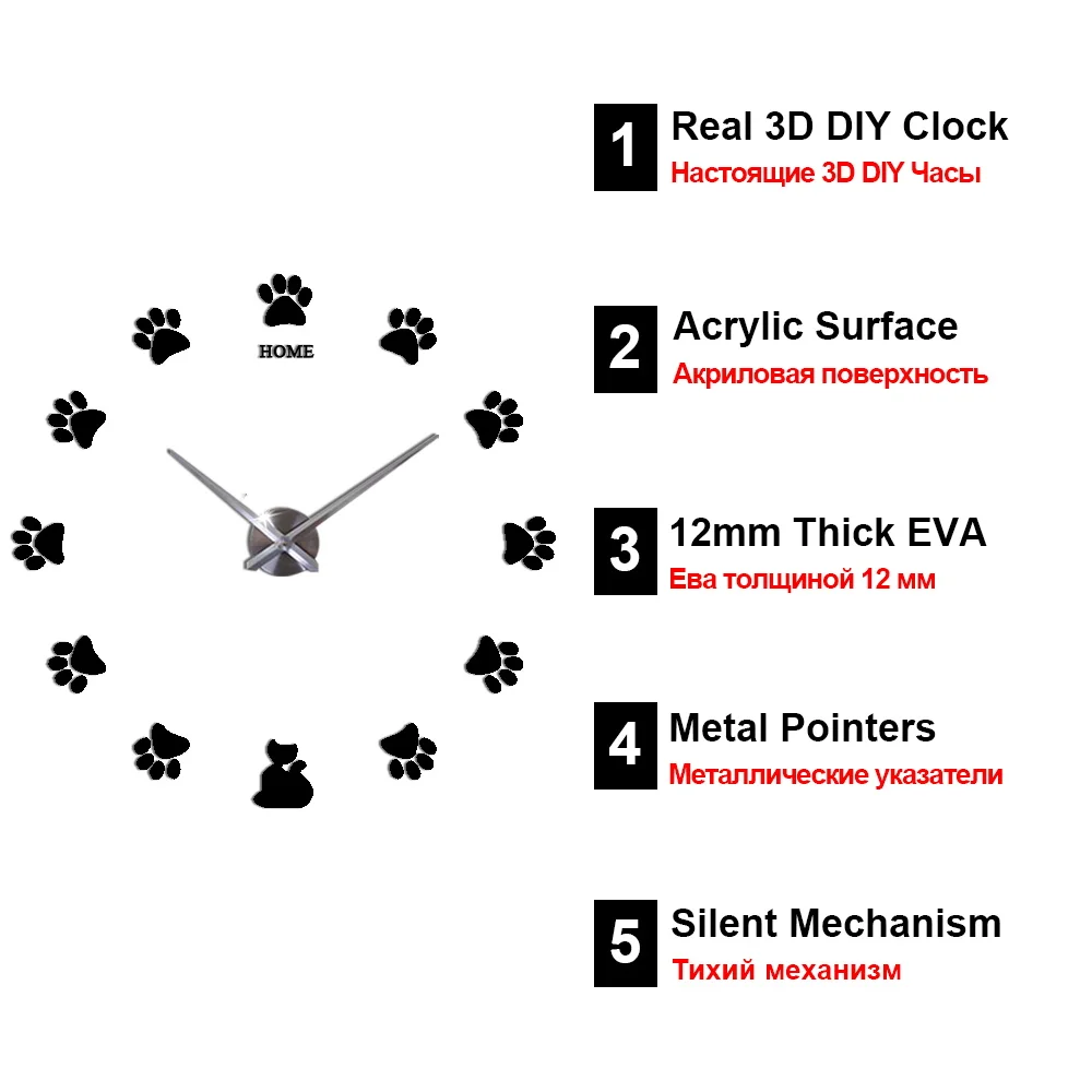 Большие 3D настенные часы современный дизайн бесшумные акриловые зеркальные