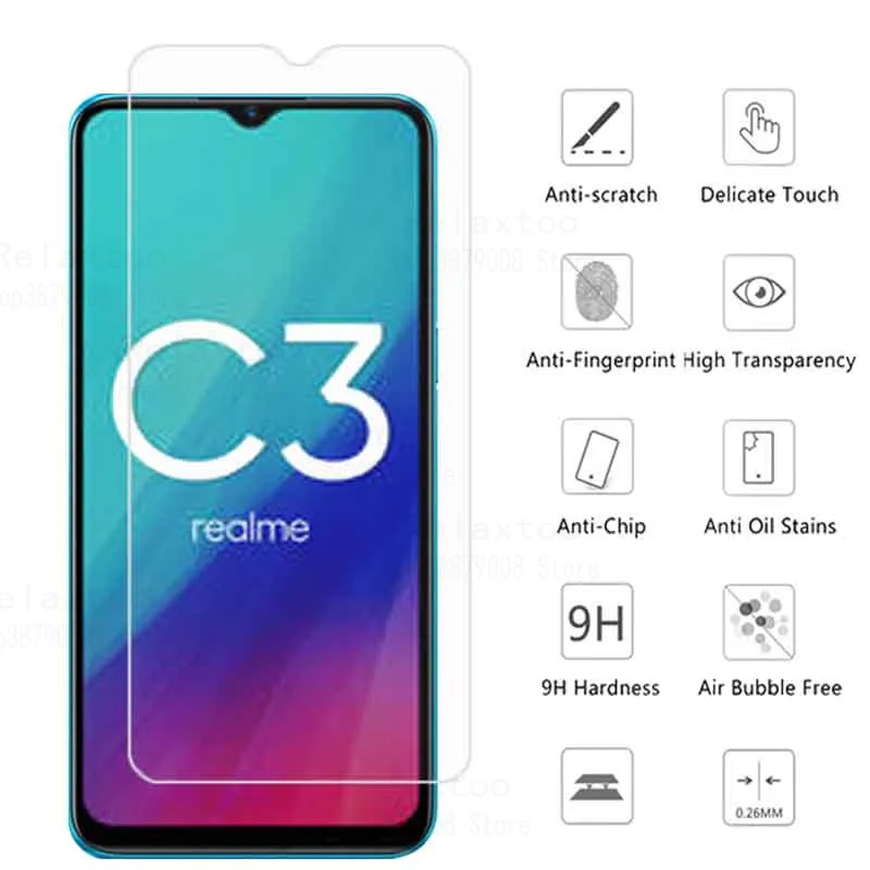 

realme c3 glass protector for oppo realme c3 realmi realmy real mi c3 c 3 3c safety glass film 6.5'' realmec3 smartphone films