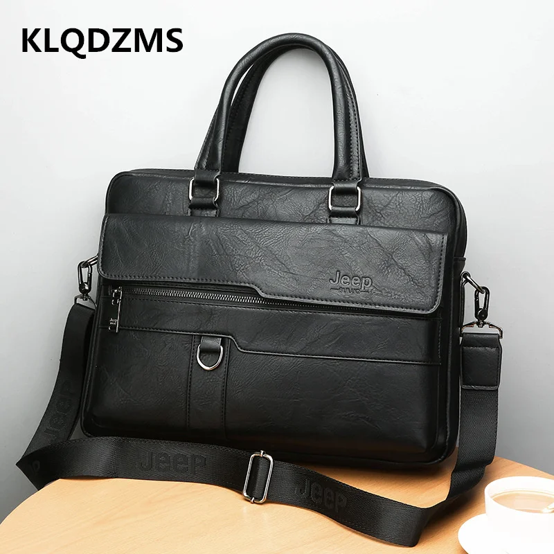 KLQDZMS High Quality Business Distinctive Handbag Classic Men's Briefcases Genuine Leather Men's Satchel Hot Sell