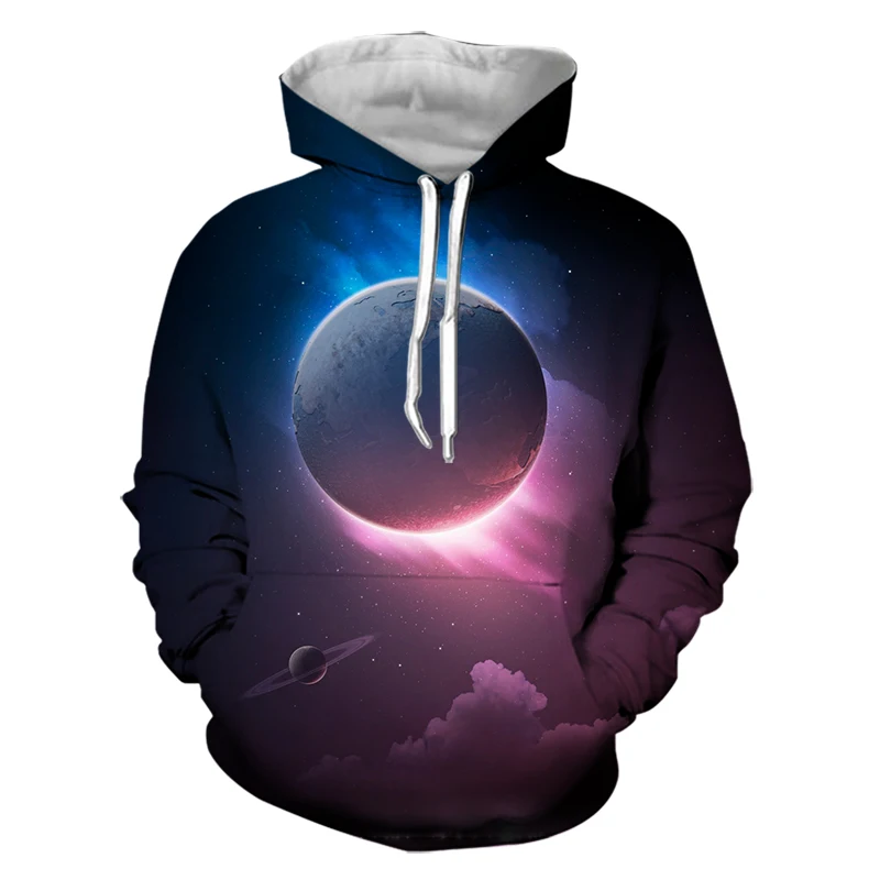 

2021 New 3D Printing Style Men Hoodies Fashionable with 3D Planet Print Men's Funny Hoodies Hooded Oversized S-7XL