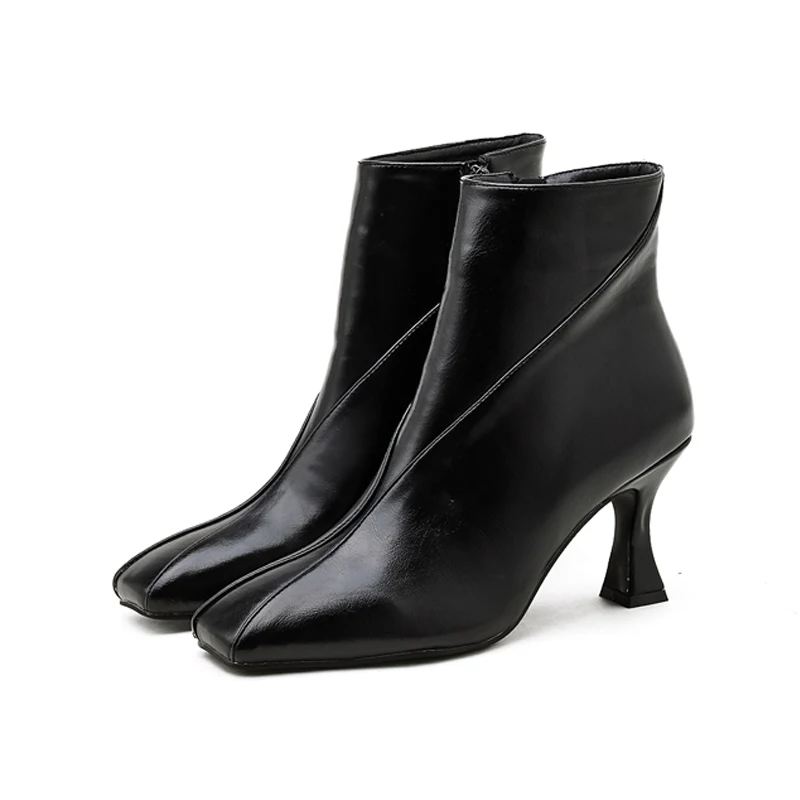

New Women Boots 2020 Square Toe Thin High Heels Ladies Booties Fashion Mixed Color Female Ankle Boots Causal Woman Short Shoes