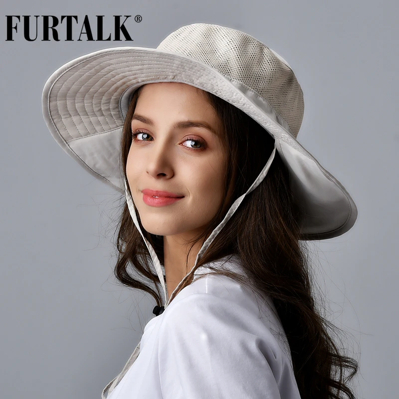 FURTALK Солнцезащитная Панама с защитой от УФ лучей шейным клапаном UPF 50 сафари