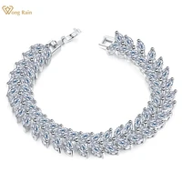 wong rain ethnic 925 sterling silver created moisaanite amethyst gemstone bangle charm wedding bracelet fine jewelry wholesale