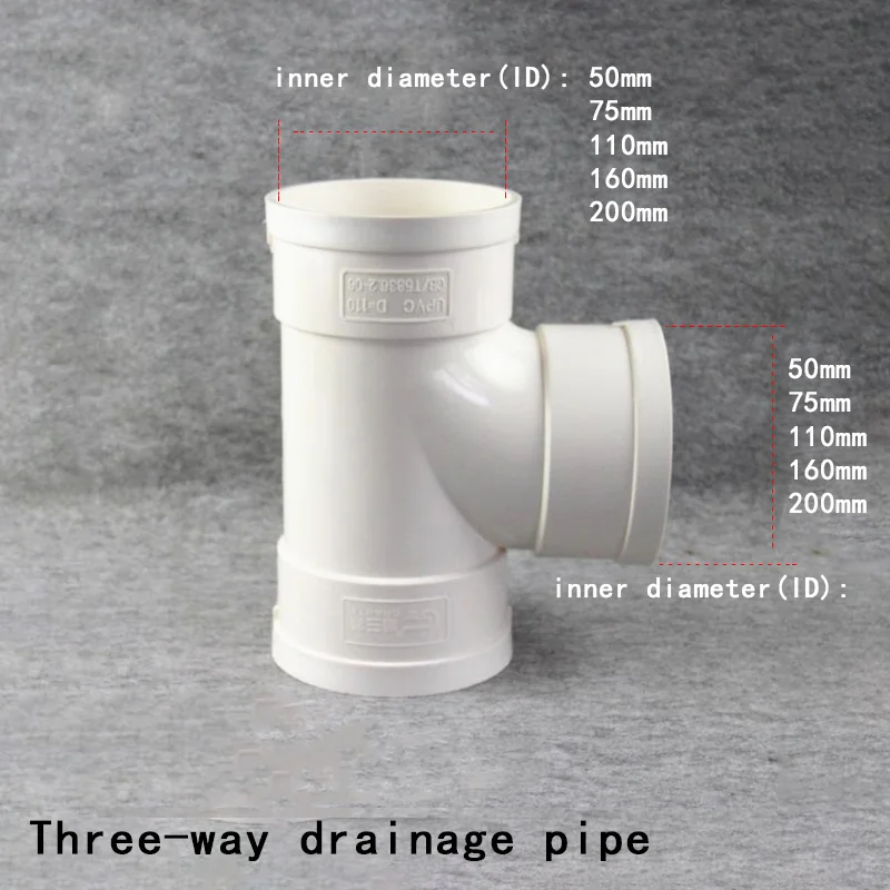 

Three-way drainage pipe PVC White Drain pipe Tee Drain pipe Fittings Accessories Garden kitchen Drain Fitting joint 1 Pcs