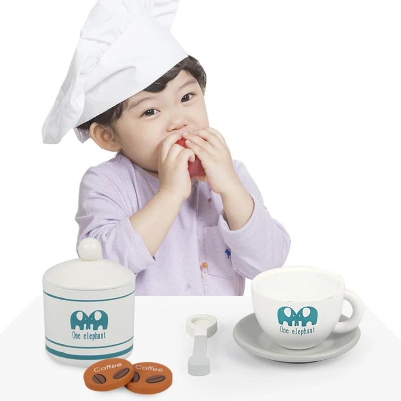 

Kitchen Pretend Play Toy Simulation Wooden Coffee Machine Coffeemaker Set Baby Early Learning Educational Toys