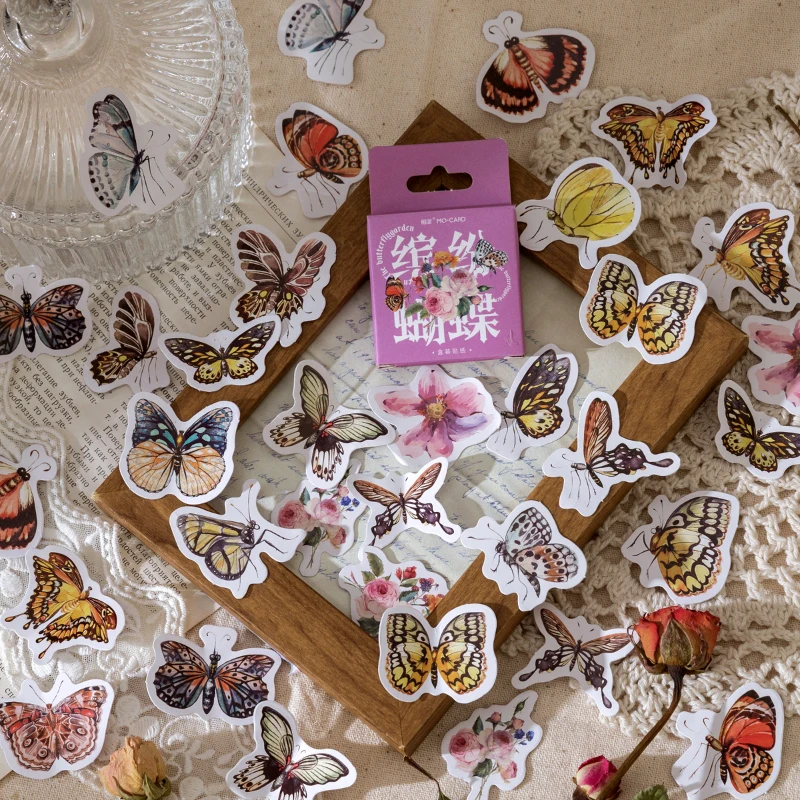 

46 шт./лот милые бумажные наклейки в виде бабочек для скрапбукинга Jounal школьные принадлежности канцелярские принадлежности