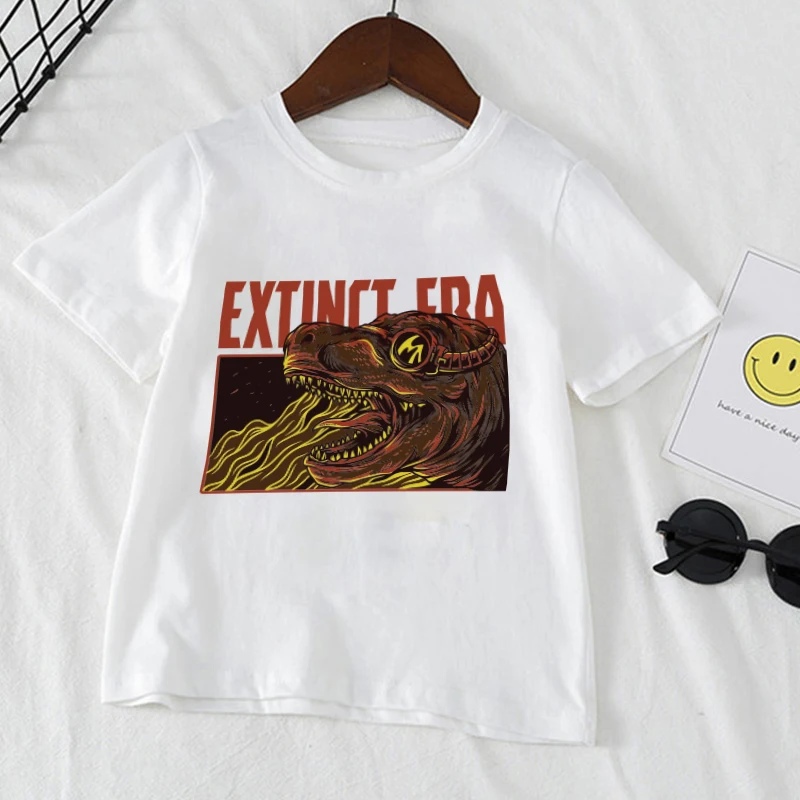 

Jurassic Park World 2 Dinosaur Children Kids Short Sleeve Tees T Shirt Summer Teenager Boys T -Shirt For Boy 4 -14y Anime Clothe