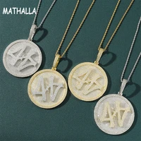 mathalla hiphop customized big size number 44 full iced out cz rotating pendant 44 round spinner necklace men rapper jewelry