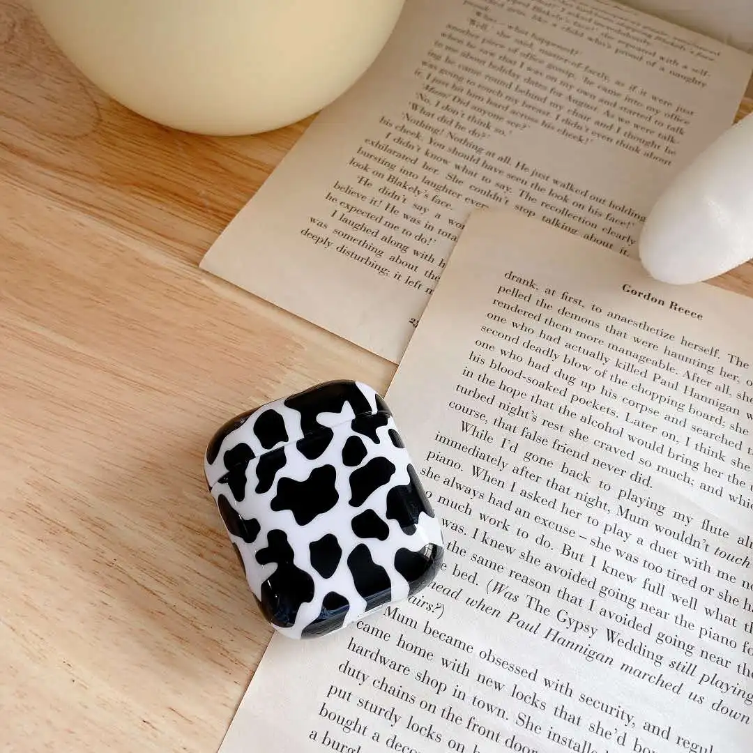 

For Airpods Pro Case Cute Cow Print Dairy Cattle Glossy PC Hard Cover for Airpods Air pods 2 Bluetooth Earphone Protection Cases