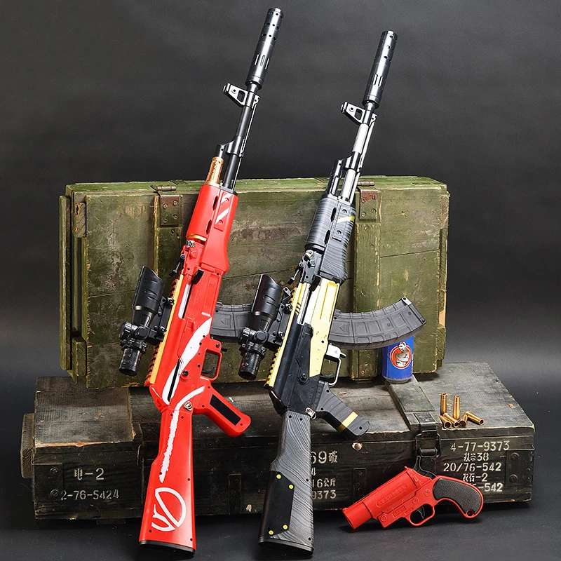 Пластиковая Штурмовая винтовка AKM AK 47 игрушечное ружье с ручной загрузкой для