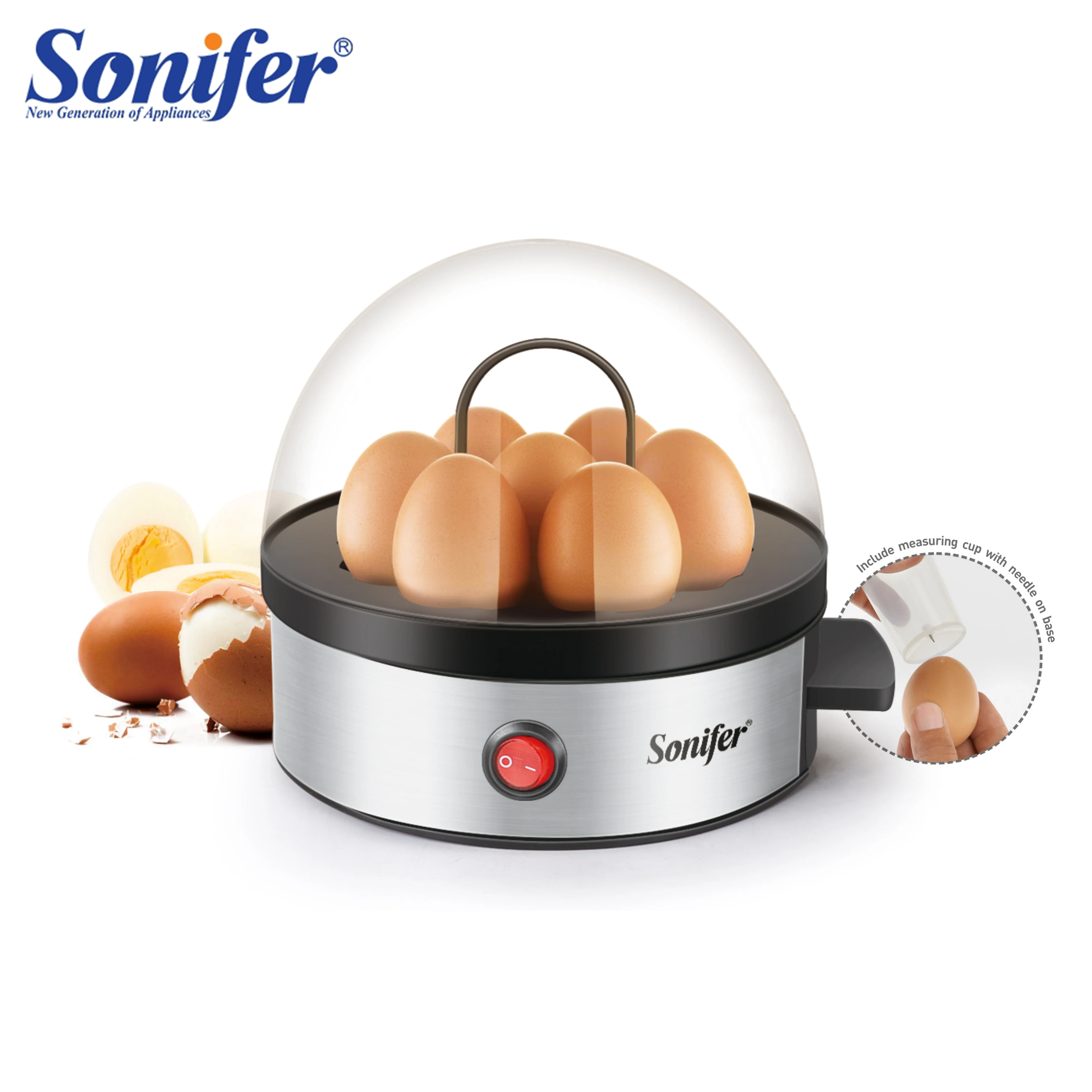 

Multifunctional Electric Egg Boiler Cooker 7 Eggs Steamer Poacher Kitchen Cooking Tool Egg Cooker Auto-off 350W Sonifer