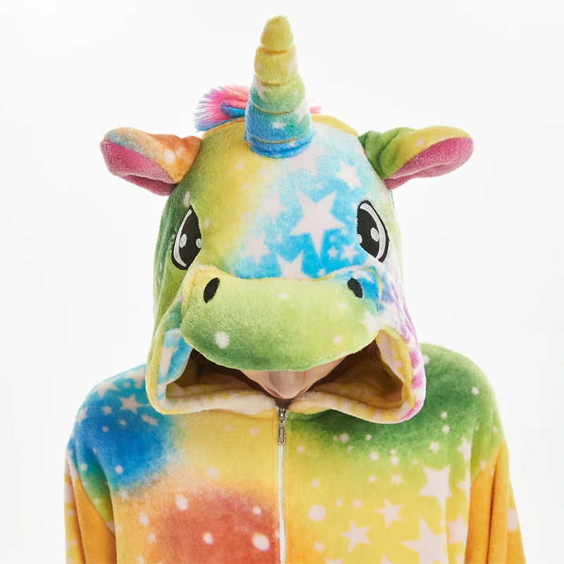 Аниме Kigurumi Onesie для взрослых мужчин и женщин единорог пижамы мягкие Необычные