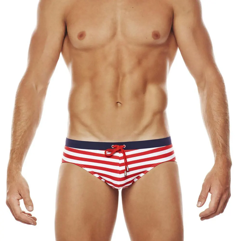 Stripe Swim Briefs Men's Swimming Trunks Sunga Masculina Swimwear Beach Board Wear Slip Low Waist Sexy Swimsuit Gay 2021 Man | Спорт и