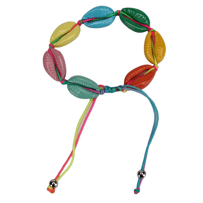 Лидер продаж модный Радужный Браслет из морских ракушек богемный плетеный