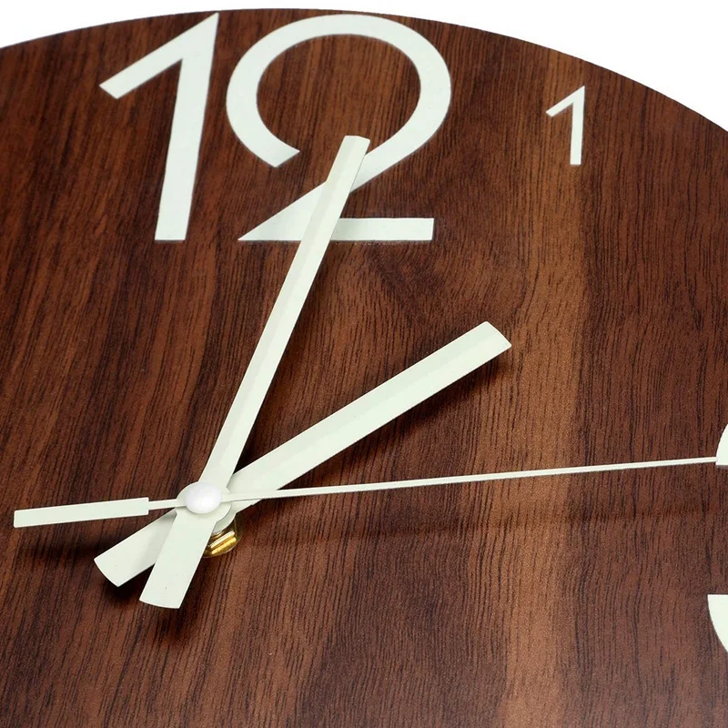 

Luminous Wall Clock,12 Inch Wooden Silent Non-Ticking Kitchen Wall Clocks With Night Lights For Indoor/Outdoor Living Room Bedro