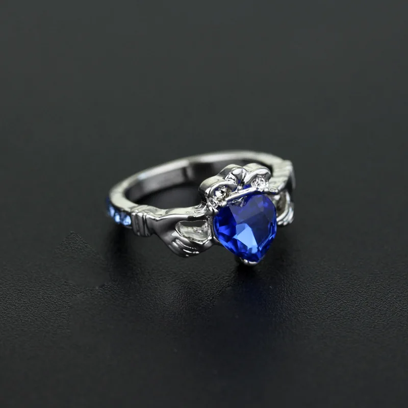 

Harry Jewelry Blue Crystal Rings Classic Slytherin Symbol Ring For Women Gifts Cosplay Supply