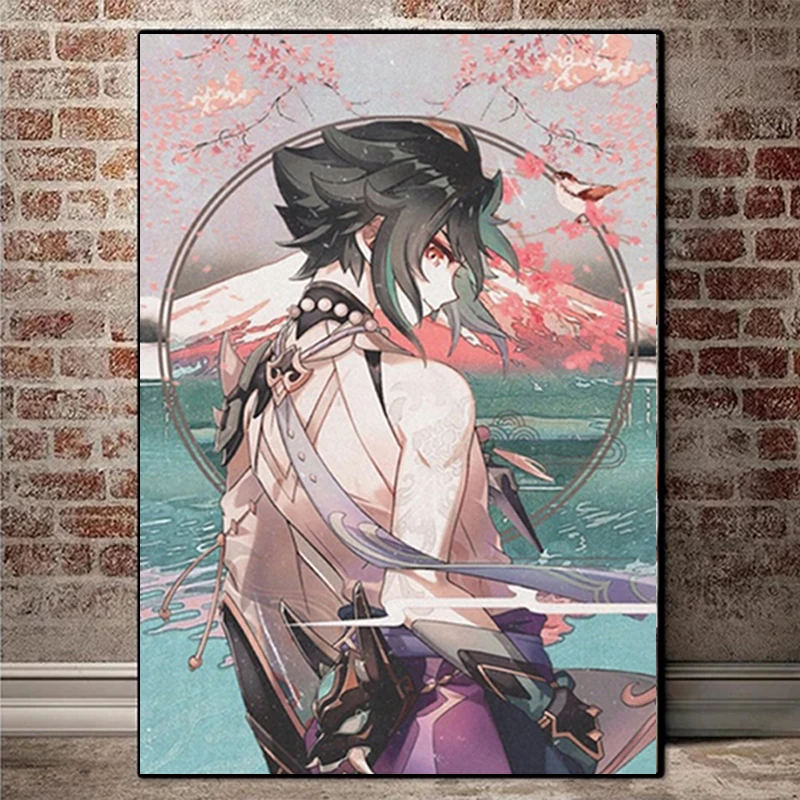 

Anime Xiao Genshin Impact Canvas Painting Poster Prints Wall Art Picture Home Decor Living Room Bedroom Manga Decor Cuadros Gift
